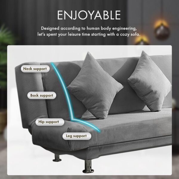 1-3.jpg Finsso 3 Seater Velvet Foldable Sofa Bed