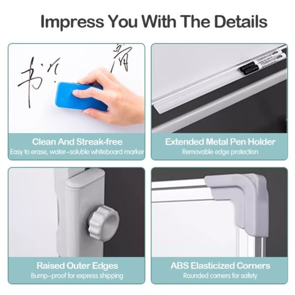 Magnetic Whiteboard With Stand and Rollers