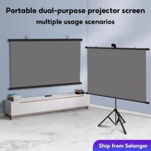 Projector Screen With Stand 72 Inch Portable And Storable Projection Screen Full HD 4K