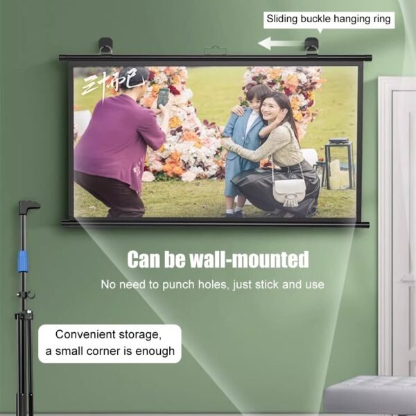 Projector Screen With Stand 72 Inch Portable And Storable Projection Screen Full HD 4K