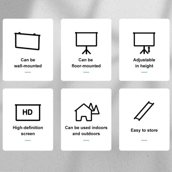 Projector Screen With Stand 72 Inch Portable And Storable Projection Screen Full HD 4K