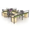 F1 Matrix Office Workstation 45MM Matrix System Begonia Concept 4 Seater Cluster of Workstation L Shape