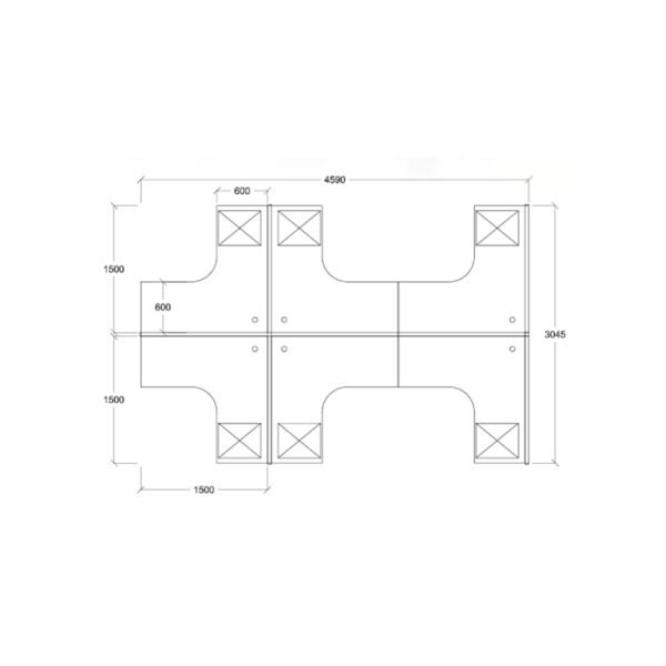 F1 Matrix Office Workstation 45MM Matrix System Begonia Concept 4 Seater Cluster of Workstation L Shape