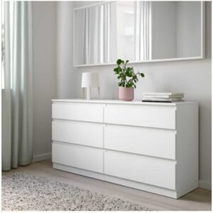 KULLEN Chest of 6 drawers, white, 140x72cm