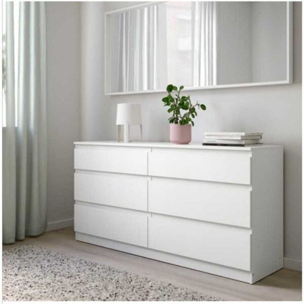 KULLEN Chest of 6 drawers, white, 140x72cm