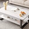 71.jpg 2 Layer Coffee Table Marble Pattern Sofa Side Table