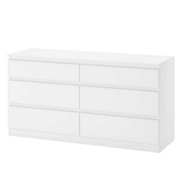 KULLEN Chest of 6 drawers, white, 140x72cm