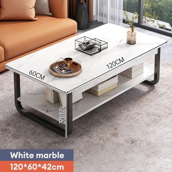 75.jpg 2 Layer Coffee Table Marble Pattern Sofa Side Table