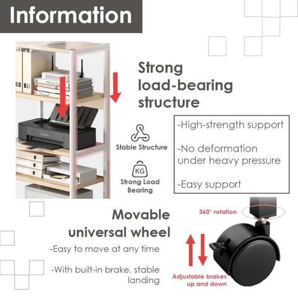 Multipurpose Storage Rack Printer Shelf Simple Office Bookshelf